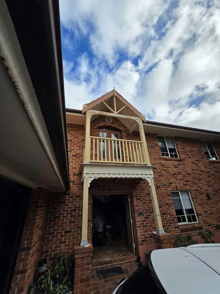 Balcony and gable trim before painting, Castle Hill