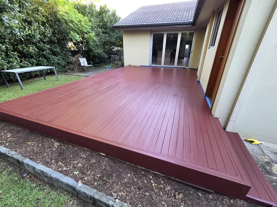 Timber Deck Remediation: full-width deck rebuilt and restained, ready for handover