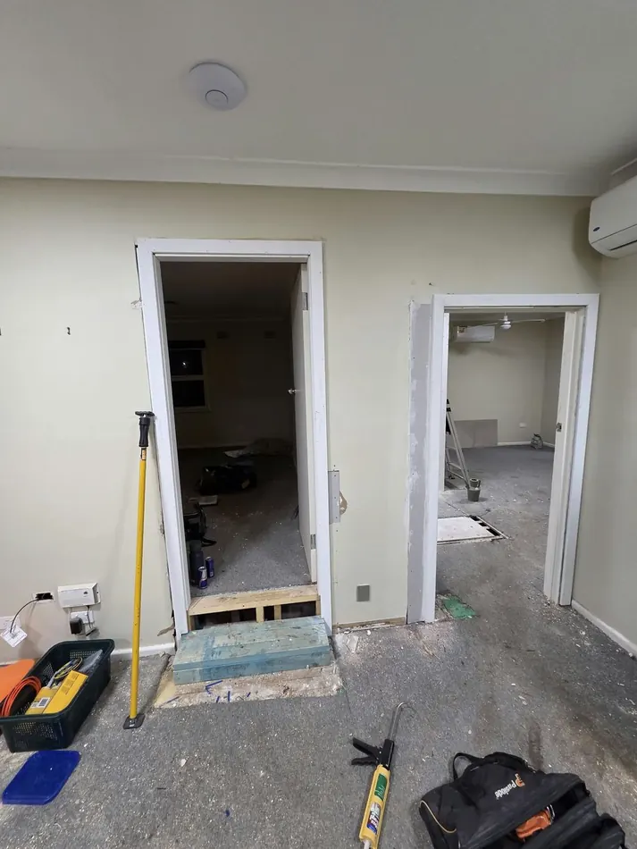 Door, trim and step before the job
