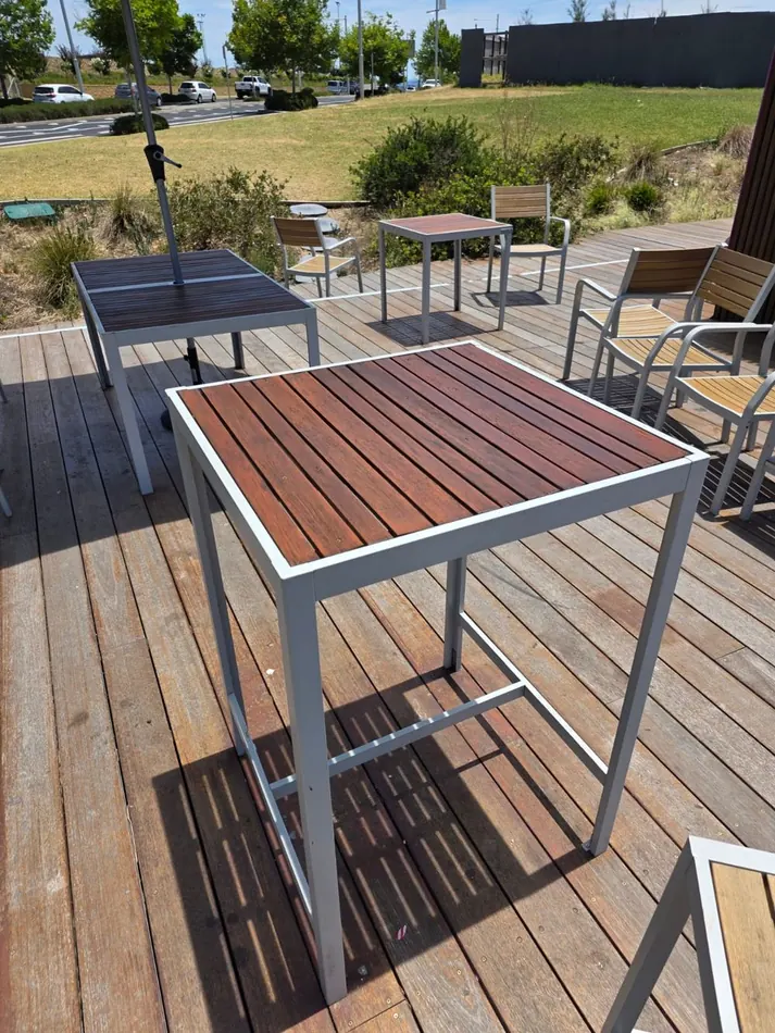 Refinished outdoor tabletop after restoration