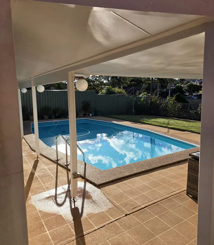 Pool Pergola Repair: rotten pergola timber repaired by the pool