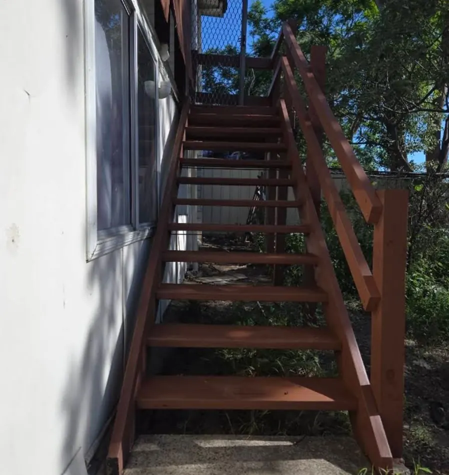 Exterior Staircase Rebuild: rotten timber stairs rebuilt and repainted