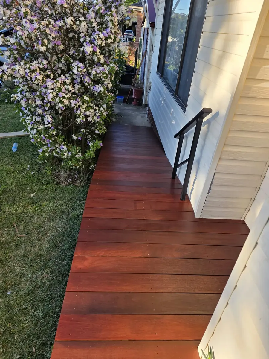 Custom timber accessibility ramp with handrail