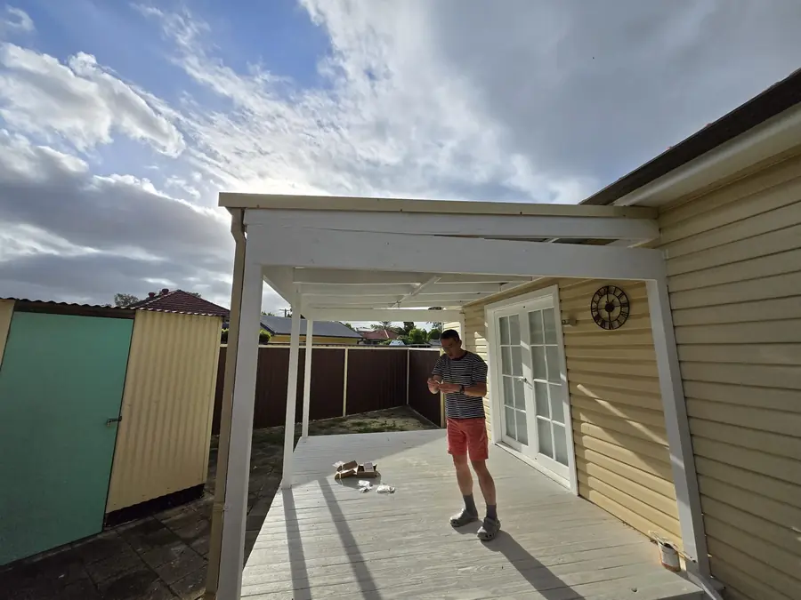 Patio Remediation, Greystanes: rotted fascia and beams replaced on an existing patio