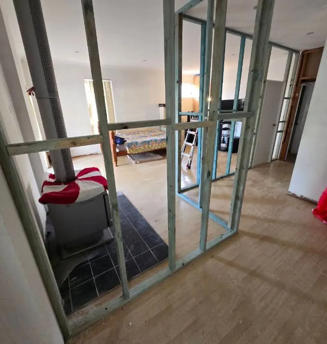 Internal wall framing during a renovation, Western Sydney